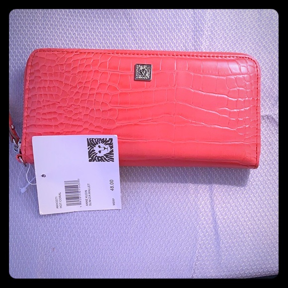 Anne Klein Handbags - 🎂Anne Klein Hot Coral slim Z/A wallet NWT